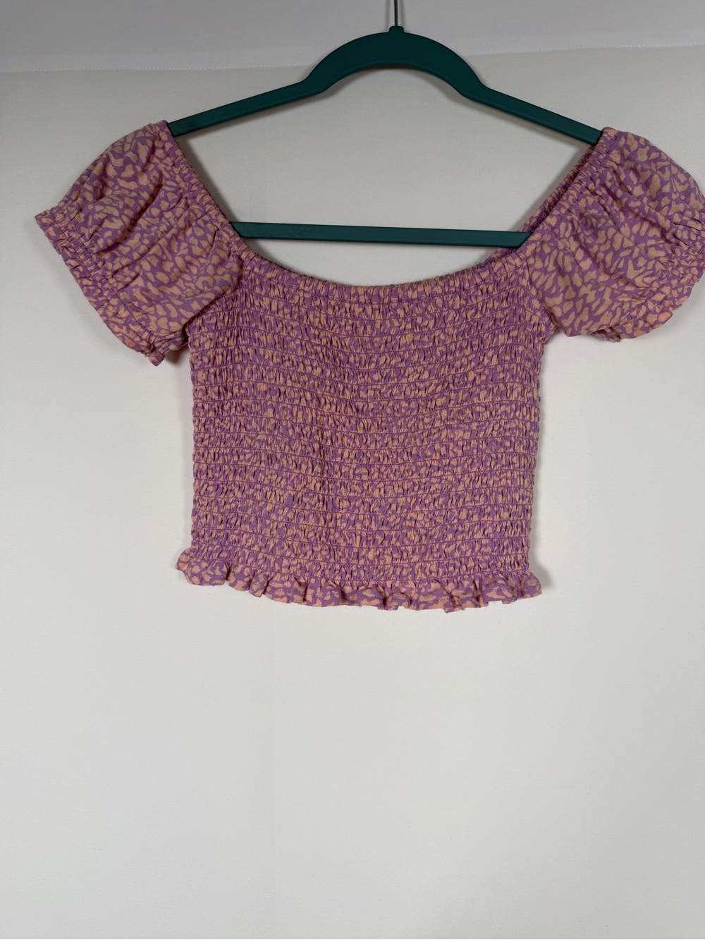 Billabong Smocked Off-Shoulder Crop Top - Pink Floral